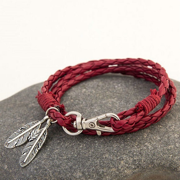 Leather Wrap Braided Wristband Bracelet Bangle - Picture 2 of 4